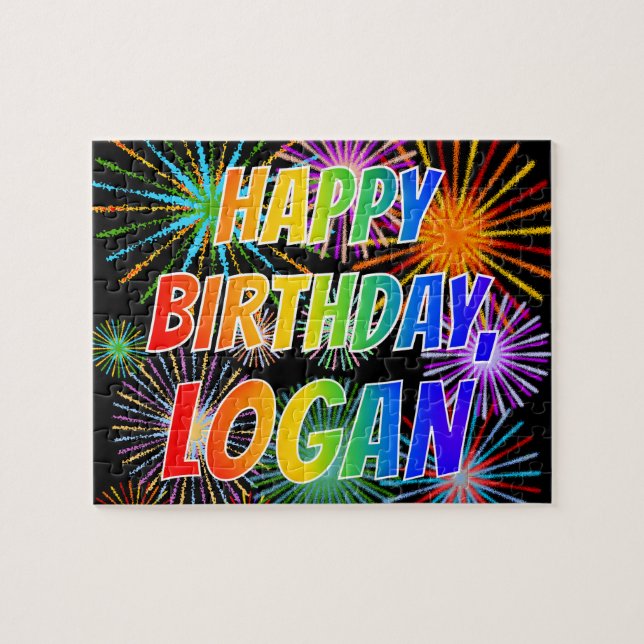 Vorname "LOGAN", Fun "HAPPY BIRTHDAY" Puzzle (Horizontal)