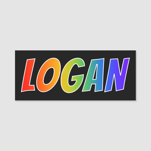 Vorname "LOGAN": Spaß-Regenbogen-Farbton Namensschild (Vorderseite)