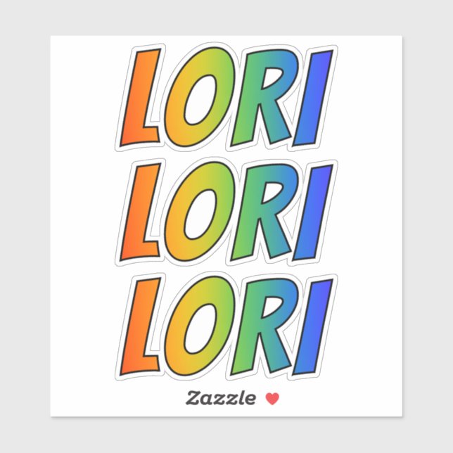 Vorname "LORI" mit/ Fun Rainbow Coloring Aufkleber (Blatt)