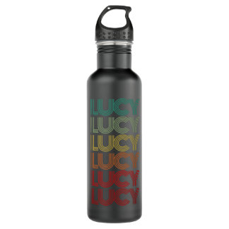 Vorname LUCY Girl Retro Personalisiert Groovy 60er Edelstahlflasche
