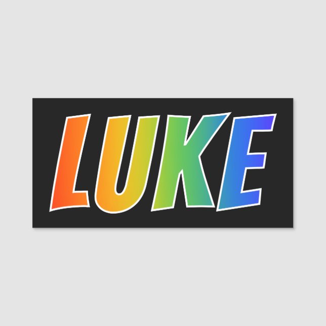 Vorname "LUKE": Spaß-Regenbogen-Farbton Namensschild (Vorderseite)