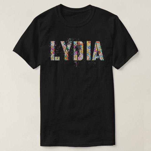Vorname LYDIA Blumenmädchen Custom Blume Birthd T-Shirt (Design vorne)