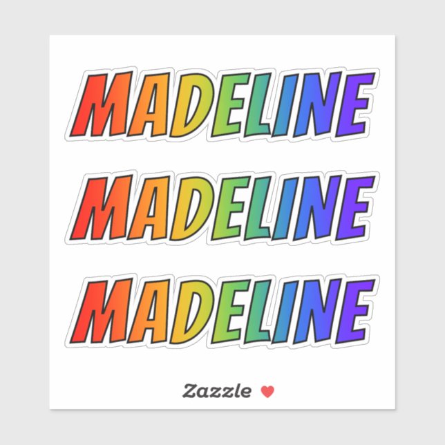 Vorname "MADELINE" mit/ Fun Rainbow Coloring Aufkleber (Blatt)
