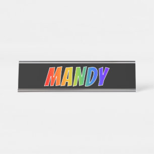 Vorname "MANDY": Fun Rainbow Coloring Schreibtischnamensplakette