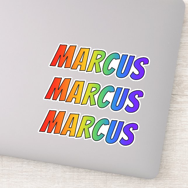 Vorname "MARCUS" mit/ Fun Rainbow Coloring Aufkleber (Detail)