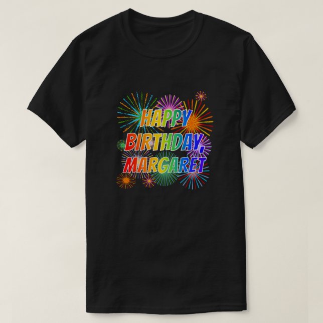 Vorname "MARGARET", Fun "HAPPY BIRTHDAY" T-Shirt (Design vorne)