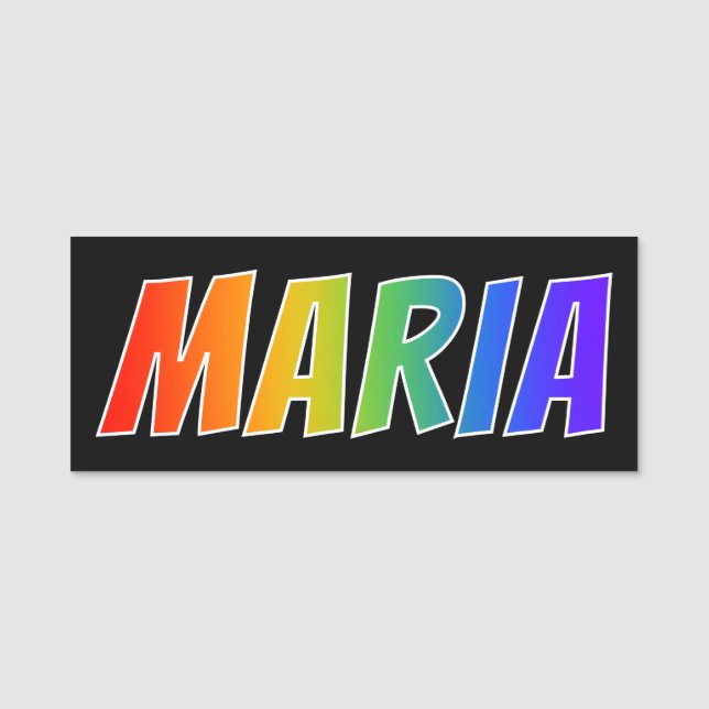 Vorname "MARIA": Spaß-Regenbogen-Farbton Namensschild (Vorderseite)