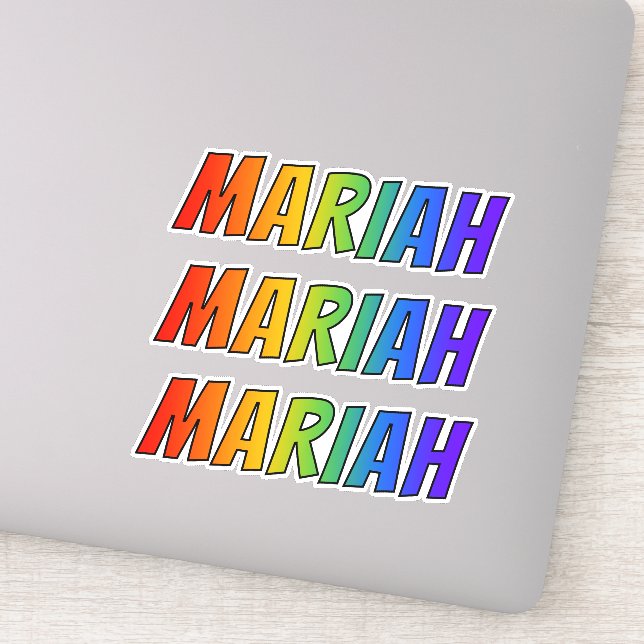 Vorname "MARIAH" mit/ Fun Rainbow Coloring Aufkleber (Detail)