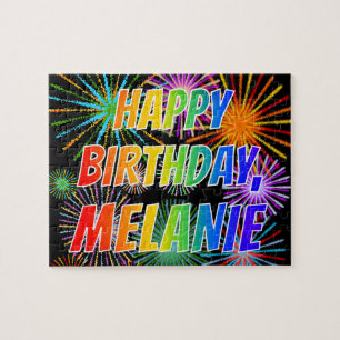 Vorname "MELANIE", Fun "GLÜCK BIRTHTAG" Puzzle