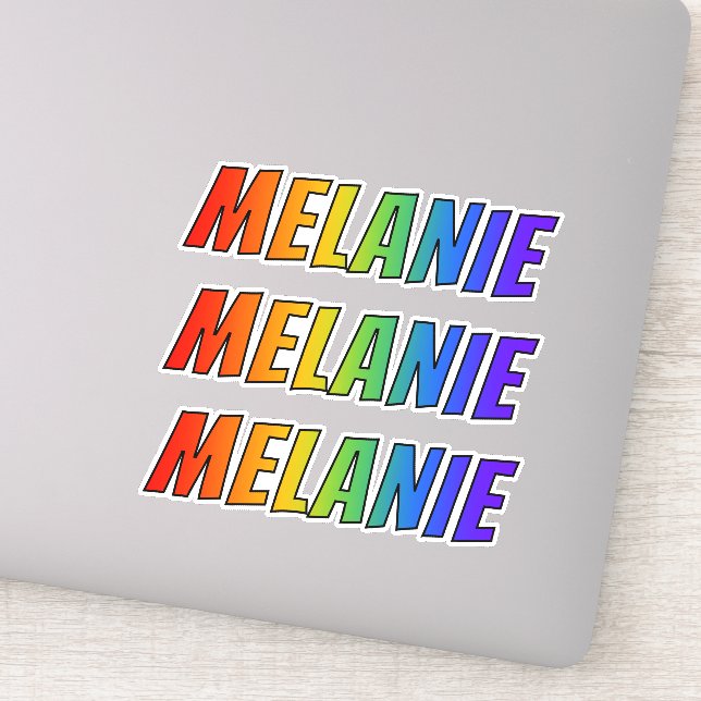 Vorname "MELANIE" mit/ Fun Rainbow Coloring Aufkleber (Detail)