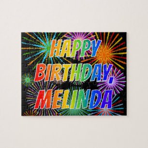 Vorname "MELINDA", Spaß "GLÜCKLICHER GEBURTSTAG" Puzzle