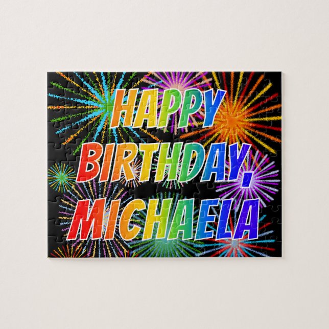 Vorname "MICHAELA", Fun "HAPPY BIRTHDAY" Puzzle (Horizontal)