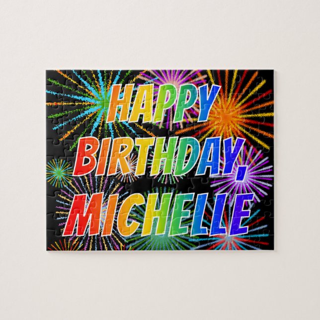 Vorname "MICHELLE", Fun "HAPPY BIRTHDAY" Puzzle (Horizontal)