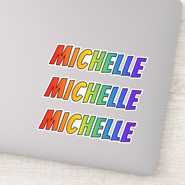 Vorname "MICHELLE" mit/ Fun Rainbow Coloring Aufkleber (Detail)