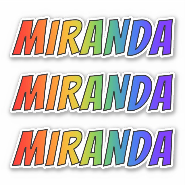 Vorname "MIRANDA" mit/ Fun Rainbow Coloring Aufkleber (Vorderseite)