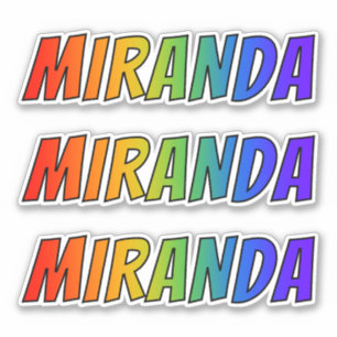 Vorname "MIRANDA" mit Spaß-Regenbogen-Farbton Aufkleber