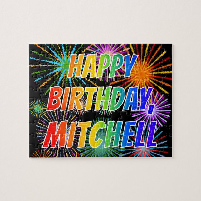 Vorname "MITCHELL", Spaß "GLÜCKLICHER GEBURTSTAG" Puzzle (Horizontal)