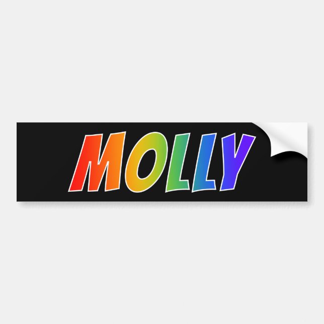 Vorname "MOLLY": Spaß-Regenbogen-Farbton Autoaufkleber (Vorne)