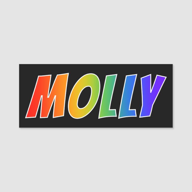 Vorname "MOLLY": Spaß-Regenbogen-Farbton Namensschild (Vorderseite)