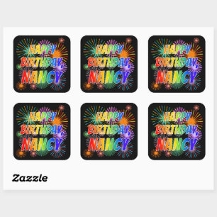 Vorname "NANCY", Spaß "GLÜCKLICHER GEBURTSTAG" Quadratischer Aufkleber