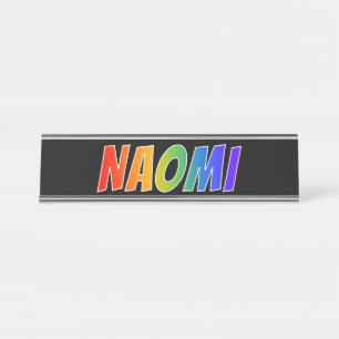 Vorname "NAOMI": Fun-Regenbogenfarben Schreibtischnamensplakette