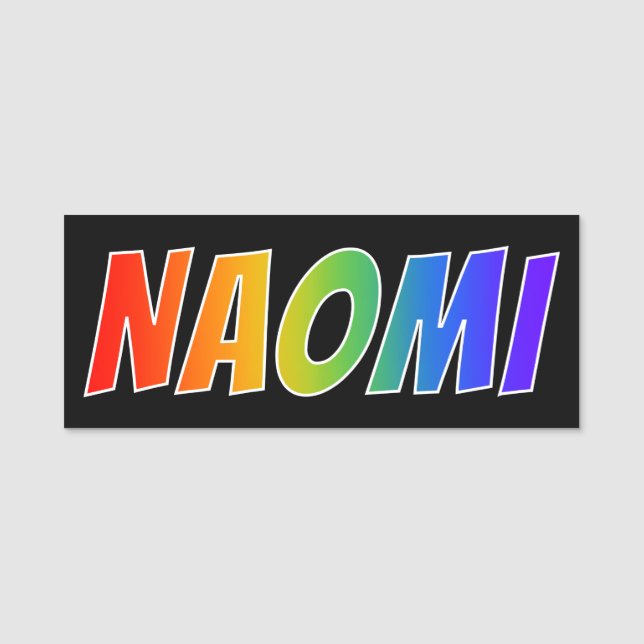 Vorname "NAOMI": Spaß-Regenbogen-Farbton Namensschild (Vorderseite)