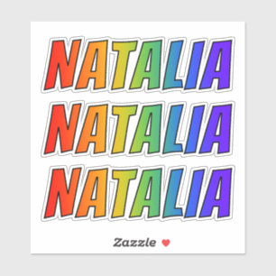 Vorname "NATALIA" mit/ Fun Rainbow Coloring Aufkleber