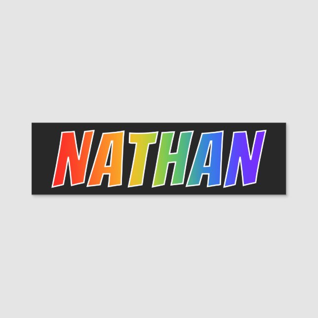 Vorname "NATHAN": Spaß-Regenbogen-Farbton Namensschild (Vorderseite)