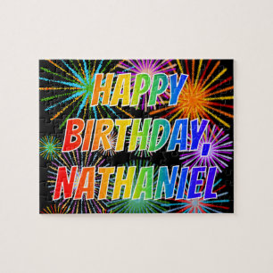 Vorname "NATHANIEL", Fun "HAPPY BIRTHDAY" Puzzle