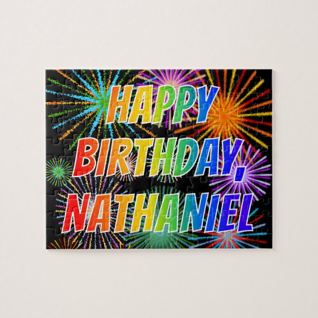Vorname "NATHANIEL", Fun "HAPPY BIRTHDAY" Puzzle (Horizontal)