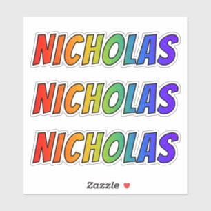 Vorname "NICHOLAS" mit Spaß-Regenbogen-Farbton Aufkleber