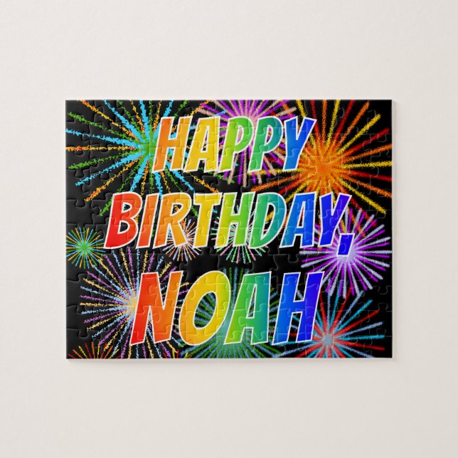 Vorname "NOAH", Spaß "GLÜCKLICHER GEBURTSTAG" Puzzle (Horizontal)