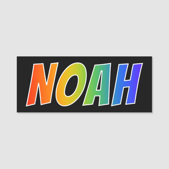 Vorname "NOAH": Spaß-Regenbogen-Farbton Namensschild (Vorderseite)