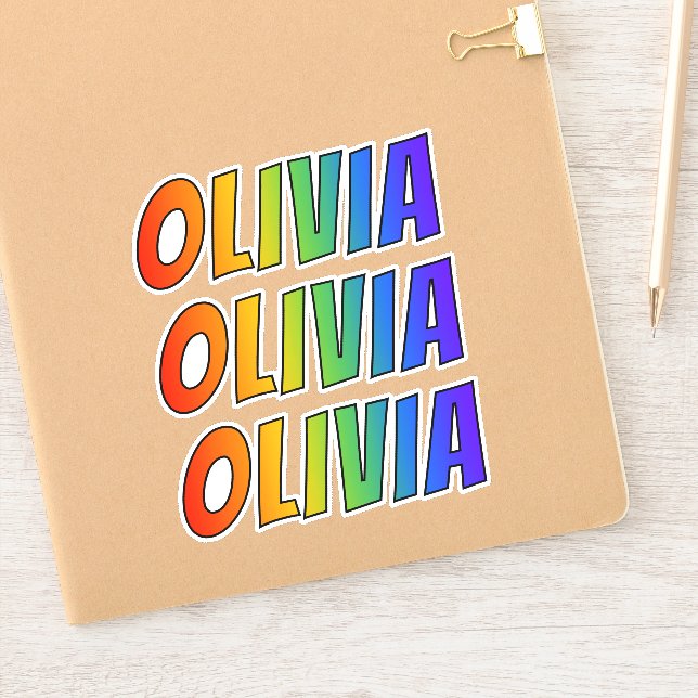 Vorname "OLIVIA" mit/ Fun Rainbow Coloring Aufkleber (Notizbuch)