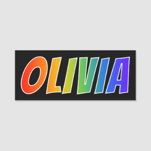 Vorname "OLIVIA": Spaß-Regenbogen-Farbton Namensschild