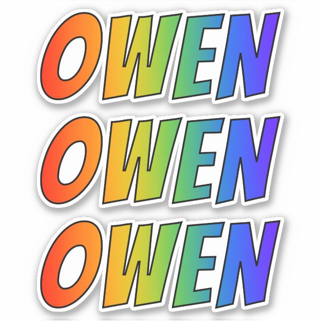 Vorname "OWEN" mit/ Fun Rainbow Coloring Aufkleber (Vorderseite)