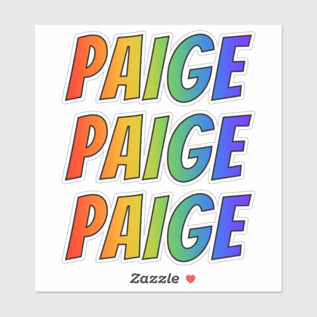 Vorname "PAIGE" mit/ Fun Rainbow Coloring Aufkleber (Blatt)