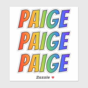 Vorname "PAIGE" mit Spaß-Regenbogen-Farbton Aufkleber