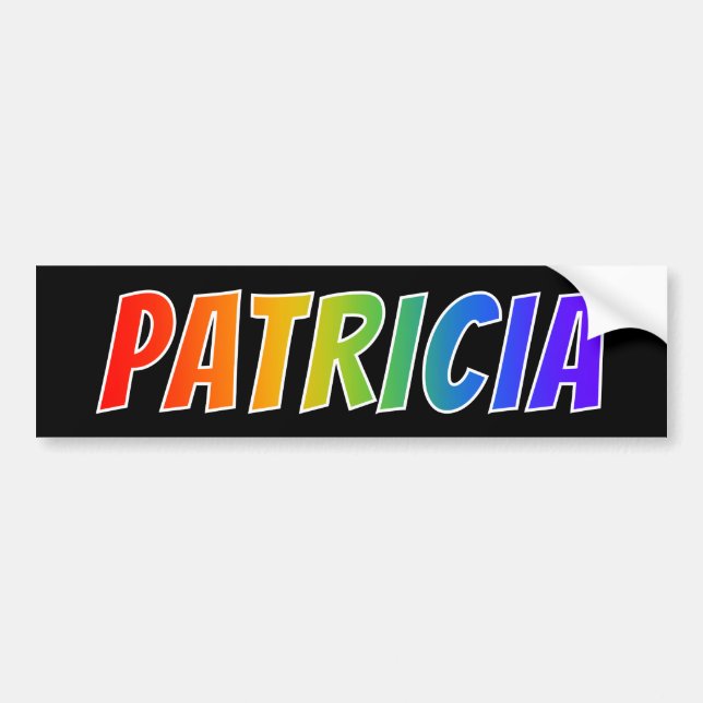 Vorname "PATRICIA": Spaß-Regenbogen-Farbton Autoaufkleber (Vorne)
