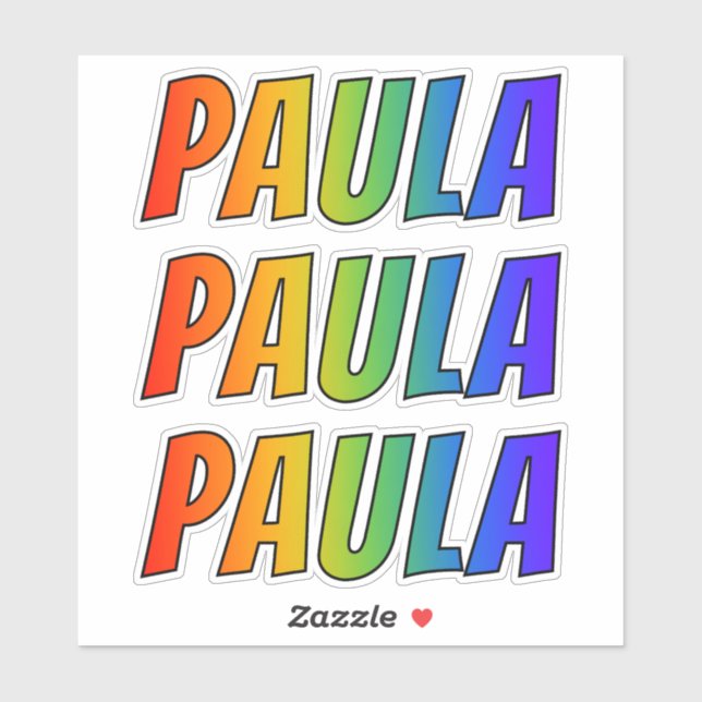 Vorname "PAULA" mit/ Fun Rainbow Coloring Aufkleber (Blatt)