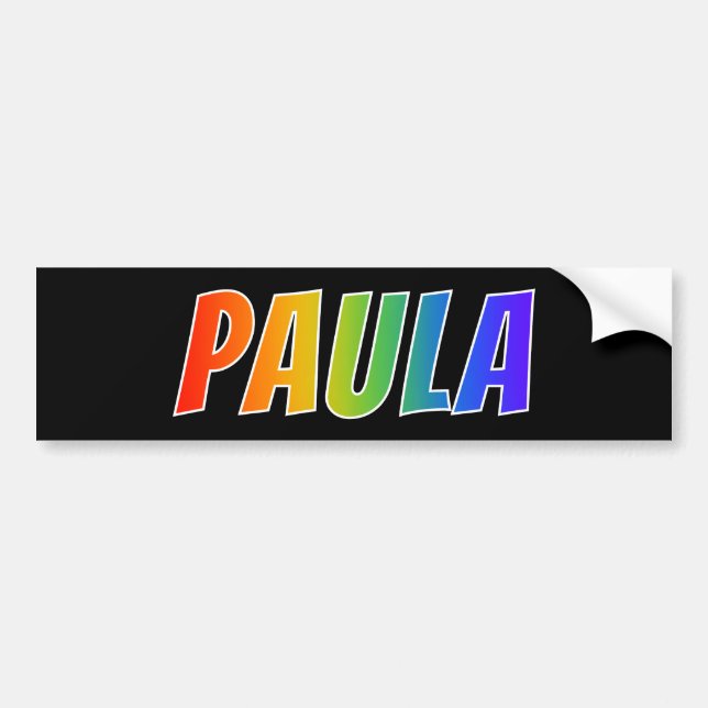 Vorname "PAULA": Spaß-Regenbogen-Farbton Autoaufkleber (Vorne)