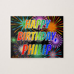 Vorname "PHILIP", Spaß "GLÜCKLICHER BIRTHTAG" Puzzle