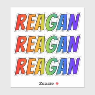 Vorname "REAGAN" mit Spaß-Regenbogen-Farbton Aufkleber