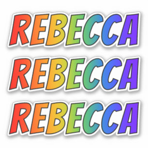 Vorname "REBECCA" mit Spaß-Regenbogen-Farbton Aufkleber