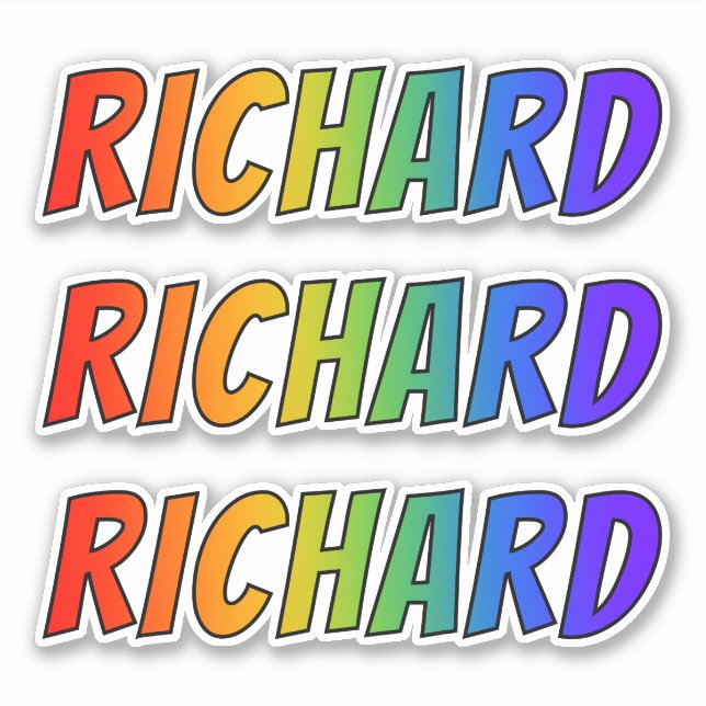 Vorname "RICHARD" mit/ Fun Rainbow Coloring Aufkleber (Vorderseite)
