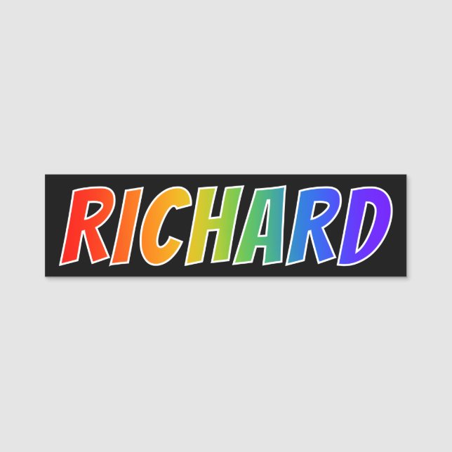 Vorname "RICHARD": Spaß-Regenbogen-Farbton Namensschild (Vorderseite)