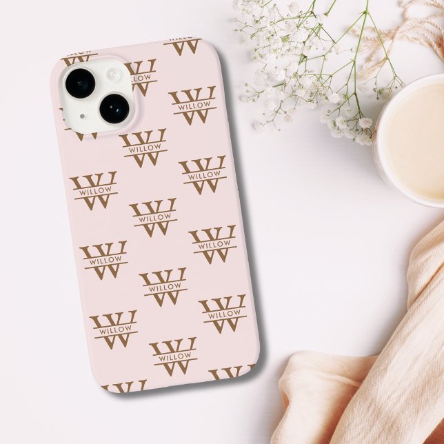 Vorname Rosa Personalisiert Case-Mate iPhone Hülle (Elegant Monogram Initial Name Pink Personalized Case-Mate iPhone Case)