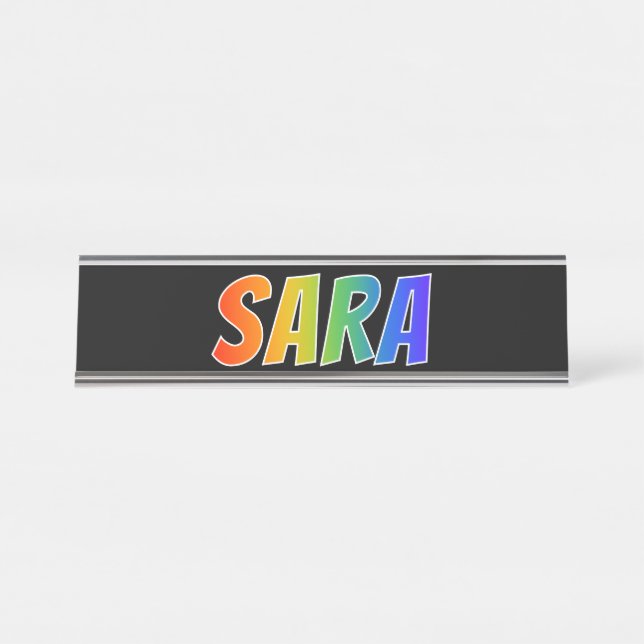 Vorname "SARA": Fun Rainbow Coloring Schreibtischnamensplakette (Vorderseite )