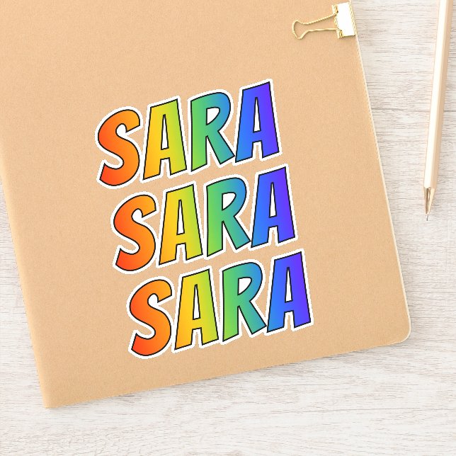 Vorname "SARA" mit/ Fun Rainbow Coloring Aufkleber (Notizbuch)