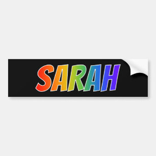 Vorname "SARAH": Fun Rainbow Coloring Autoaufkleber